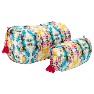 Indigo Girl Blue quilted cosmetic bag in large and small from Laura Park Designs