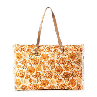 Delft Garden Weekender Bag in yellow and red