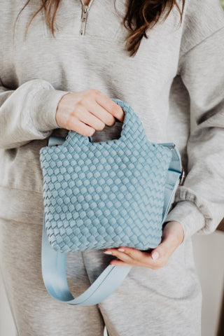 Light Blue Crossbody Bucket Bag