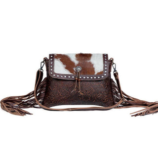 Carved Blossoms Leather & Hairon Bag