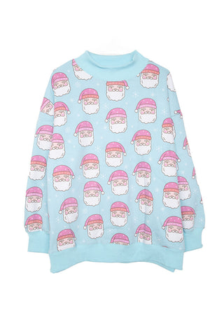 Pink Santa Faces All Over Sweatshirt