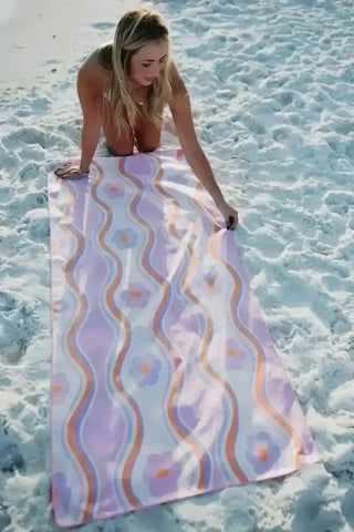 Beach Shells Quick Dry Beach Towel has a retro look on the reverse