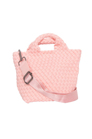 Light Pink Woven Mini Bucket Bag