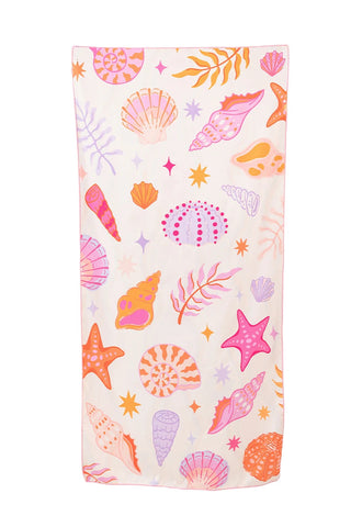 Beach Shells Quick Dry Beach Towel resists sand and fold compact for travel
