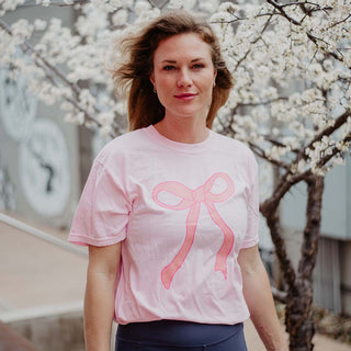 Pink Coquette Bow Women's Graphic T-Shirt in blossom