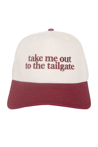 Take Me Out to The Tailgate Two-Toned Hat - Maroon and White