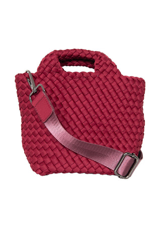 Wine Woven Bucket Crossbody Bag