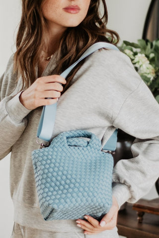 Light Blue Crossbody Bucket Bag