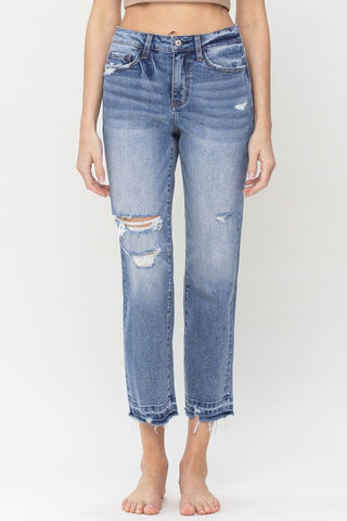 Full Size Lena High Rise Crop Straight Jeans from LOVERVET