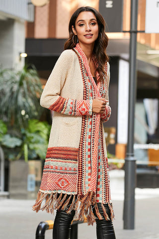 Multicolored Tassel Hem Open Front Cardigan will have you wearing it all the time