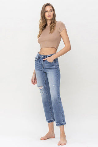 Full Size Lena High Rise Crop Straight Jeans look great with a tee, bralette, or bodysuit