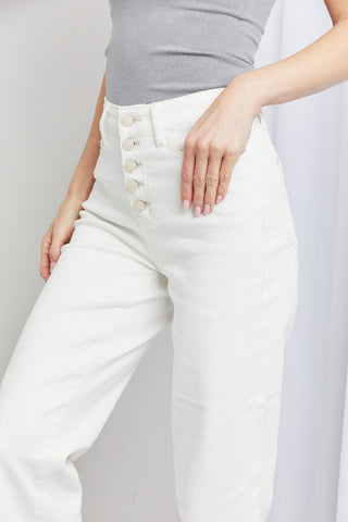 Judy Blue Full Size Button-Fly Raw Hem Cropped Jeans